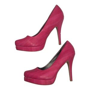 Y2K Torrid Hot Pink Faux Snakeskin Platform Heels